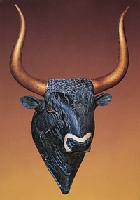 Bull's head (1939–1979), Egyptian sculpture by Nicholas Catsimpoolas. Original public domain image from Digital Commonwealth. Digitally enhanced by rawpixel.