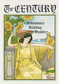 The century, midsummer holiday number (1895), vintage woman illustration by Louis J. Rhead. Original public domain image from Digital Commonwealth. Digitally enhanced by rawpixel.