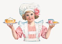 Little baker girl, vintage illustration by Chr. Hansen's Laboratory, Inc.. Remixed by rawpixel.