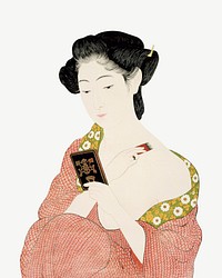 Woman at Toilette (1918), vintage Japanese illustration by Hashiguchi Goyo psd. Remixed by rawpixel.