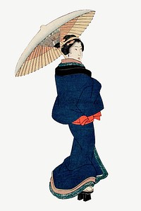 Japanese woman holding umbrella, vintage illustration by Utagawa Kunisada psd. Remixed by rawpixel.