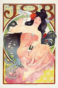 Alphonse Mucha's Job (1897-1898), vintage woman illustration. Original public domain image from The Los Angeles County Museum of Art. Digitally enhanced by rawpixel.