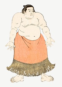 Wrestler Arauma Daigoro, vintage Japanese man illustration by Utagawa Yoshitora psd. Remixed by rawpixel.