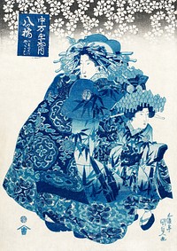 Yatsuhashi of the Naka-Manjiya, kamuro Wakaba and Yayoi (1831), vintage Japanese woman illustration by Utagawa Kunisada. Original public domain image from The Los Angeles County Museum of Art. Digitally enhanced by rawpixel.