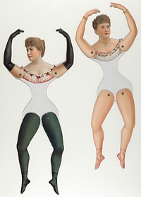 Ballerina and Bloomer Girls (Prima Donna) Paper Dolls (1890–1905), vintage women illustration by Dennison Manufacturing Co. Original public domain image from The MET Museum. Digitally enhanced by rawpixel.