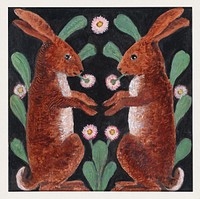 Two Hares (1865&ndash;90), vintage animal illustration by William Bell Scott. Original public domain image from The MET Museum. Digitally enhanced by rawpixel.