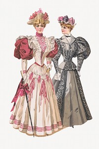 Victorian women, vintage fashion illustration. Remixed by rawpixel.