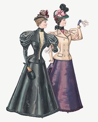 Victorian women, vintage fashion illustration psd. Remixed by rawpixel.