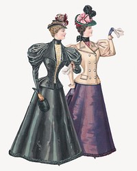 Victorian women, vintage fashion illustration. Remixed by rawpixel.