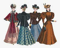 Victorian women, vintage fashion illustration psd. Remixed by rawpixel.