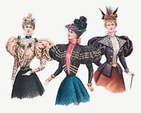 Victorian women, vintage fashion illustration psd. Remixed by rawpixel.