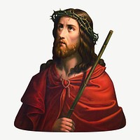 Jesus with crown of thorns, vintage religious illustration psd. Remixed by rawpixel.