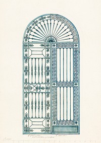 Alternative Designs for a Metal Gate (1820), vintage arched, iron gate illustration. Original public domain image from The Smithsonian Institution. Digitally enhanced by rawpixel.