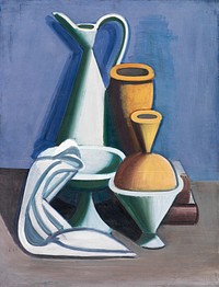 Arrangement with watering can, towel and jars (1929), vintage illustration by Vilhelm Lundstrom. Original public domain image from The Statens Museum for Kunst. Digitally enhanced by rawpixel.