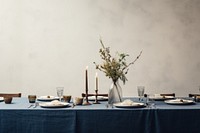 Table tablecloth furniture candle. AI generated Image by rawpixel.