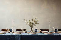 Table tablecloth furniture candle. AI generated Image by rawpixel.