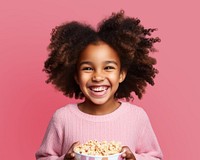 Laughing popcorn eating smile. AI generated Image by rawpixel.