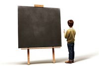 Blackboard chalk child white background. 