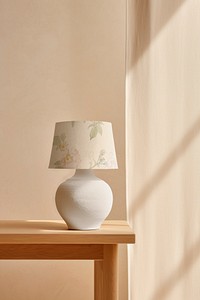 Table lamp mockup, home interior psd