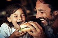 Sandwich father eating adult. AI generated Image by rawpixel.