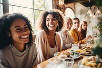 Restaurant laughing adult happy. 