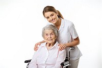 Adult nurse white background togetherness. 