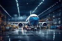 Airplane factory transportation manufacturing. AI generated Image by rawpixel.