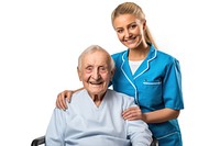 Nurse patient adult white background. 