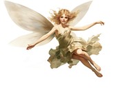 Flying fairy angel white background. 