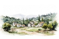 Village architecture countryside landscape. AI generated Image by rawpixel.