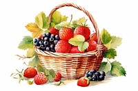 Basket fruit strawberry blueberry. 