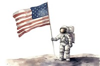 Flag astronaut standing american flag. AI generated Image by rawpixel.