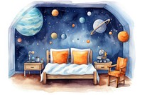 Space room bed furniture. AI generated Image by rawpixel.