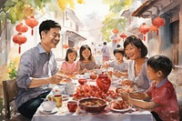Outdoors family eating people. AI generated Image by rawpixel.