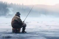 Fishing outdoors winter nature. 