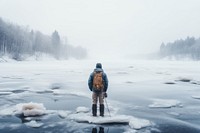 Winter ice adventure standing. 