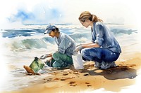 Painting outdoors beach adult. 