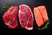 Meat beef food salmon. AI generated Image by rawpixel.