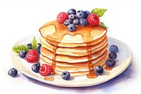Pancake plate blueberry dessert. AI generated Image by rawpixel.