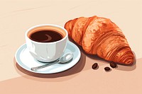Croissant coffee drink food. AI generated Image by rawpixel.