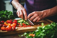 Vegetable chopping kitchen adult. 