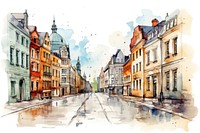 Building street architecture painting. 