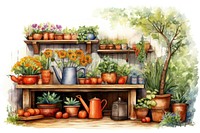 Garden painting outdoors flower. AI generated Image by rawpixel.