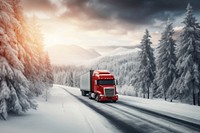 Truck vehicle winter snow. AI generated Image by rawpixel.