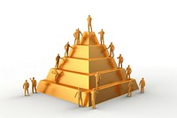 Architecture pyramid gold white background. 