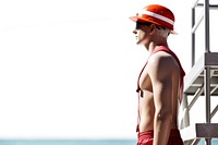 Lifeguard determination barechested exercising. AI generated Image by rawpixel.
