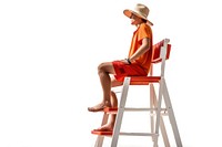 Lifeguard sitting chair white background. AI generated Image by rawpixel.