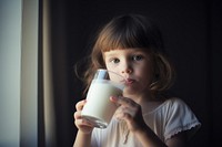 Milk drinking dairy contemplation. AI generated Image by rawpixel.