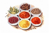 Spice food bowl arrangement. 