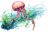 Underwater jellyfish invertebrate cephalopod. AI generated Image by rawpixel.